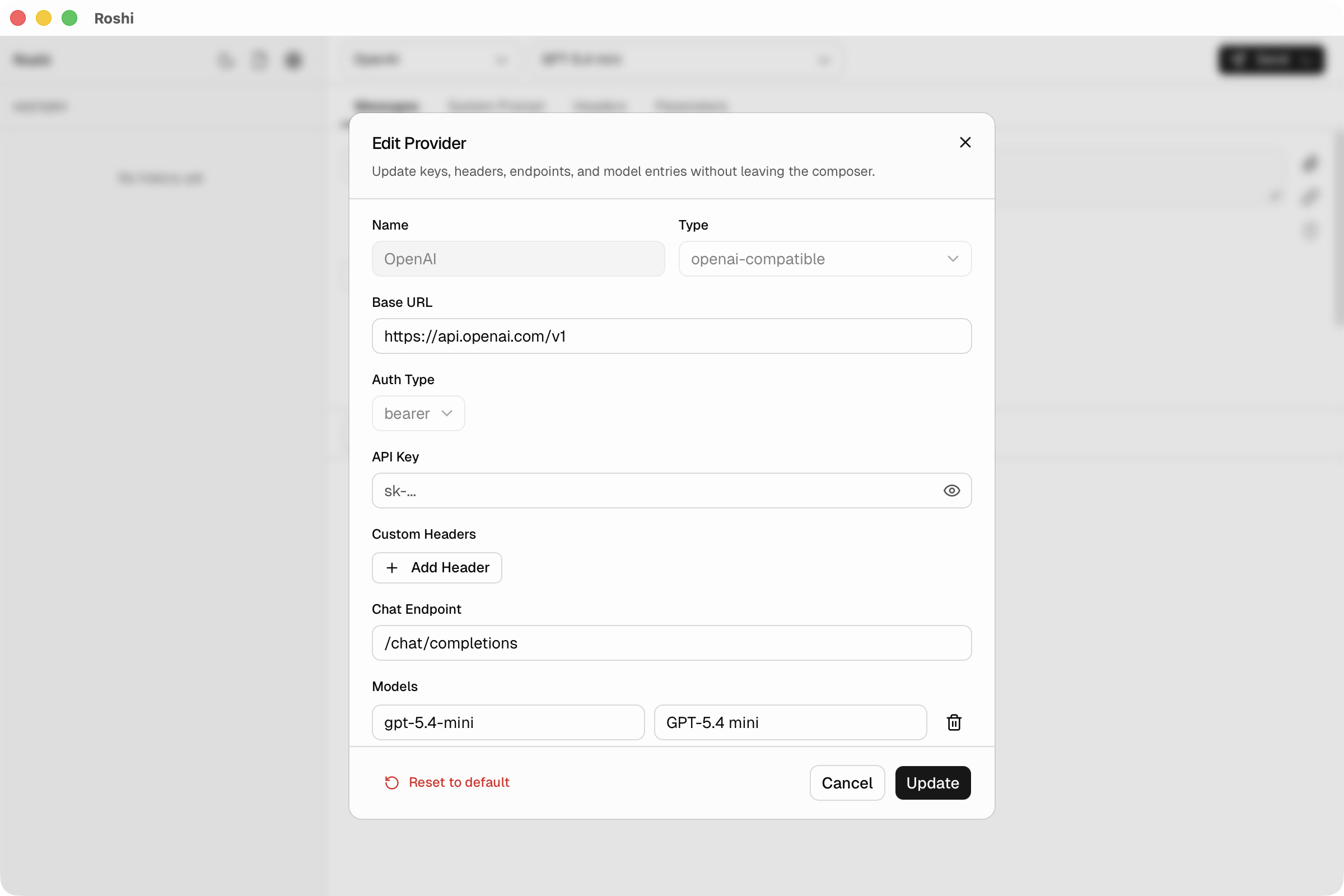 Roshi response history and code generation views